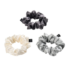 Blissy Scrunchies - White, Gray, Silver