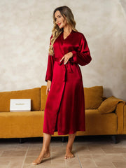 Pure Silk Long Sleeve Midi Women's Robe