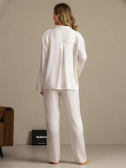 19Momme Washable Silk Long Sleeve Notch Collar Women's Pajamas Set