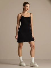 Pure Silk Spaghetti Strap Round Neck Casual Nightgown