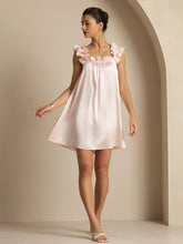 19Momme Silk Ruffle Strap Square Neck Babydoll A-Line Short Nightgown