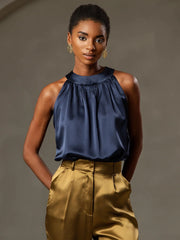 19Momme Silk Sleeveless Halter Neck Women's Top