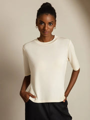 Women's Pure Silk Half Sleeve Round Neck T-Shirt