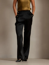19Momme Silk High Waist Straight Fit Women's Pants with Back Elastic Waist Design