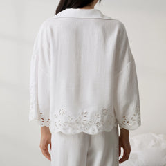 Linen Embroidered Eyelet Shirt