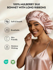 Women's Mulberry Silk Bonnet with Long Ribbons