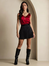 19Momme Silk A Line Mini Skirt with Zipper Design