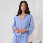 Linen Embroidered Eyelet Shirt