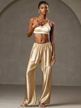 19Momme Silk Wide Leg Women's Pants with Elastic Waist Design