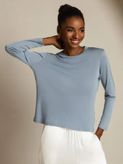 Pure Silk Long Sleeve Round Neck Women's Top