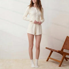 Pointelle Crew Neck Cardigan
