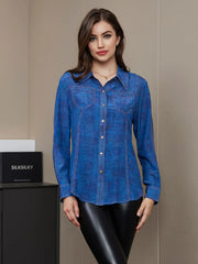 Pure Silk Daily Piping Trim Womens Shirt