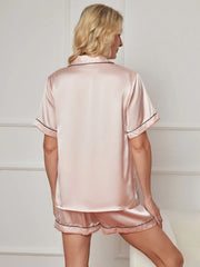 Women's Pure Silk Short Sleeve Above the Knee Pajamas Set