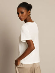 Women's Pure Silk Jersey Short Sleeve Round Neck T-Shirt