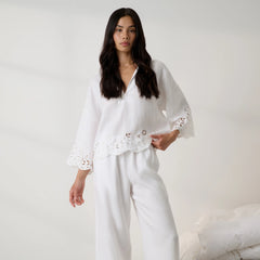 Linen Embroidered Eyelet Shirt