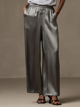 Pure Silk Wide Leg Women's Pants with Elastic Waist Design