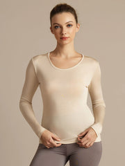 Silk Long Sleeve Scoop Neck Women's Sport T-shirt