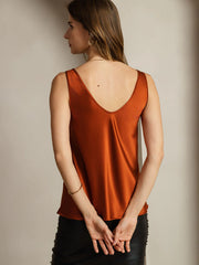 Clearance(US Warehouse) - 19Momme Silk Sleeveless V Neck Women's Tank Top with V Back Design