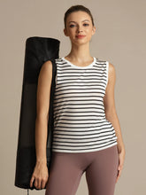 Pure Silk Round Neck Women's Stripe Sport Tank Top
