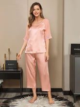 2Pcs Pure Silk Slit Back Pajamas Set
