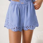 Linen Embroidered Eyelet Short