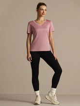 Pure Silk V-Neck Short Sleeves Women's Sport T-Shirt
