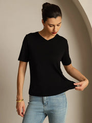 Pure Silk V-Neck Women's T-Shirt