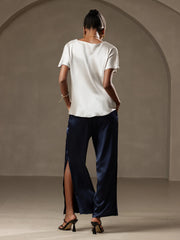 19Momme Silk Short Sleeve Boat Neck Women's T-Shirt