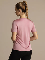 Pure Silk V-Neck Short Sleeves Women's Sport T-Shirt