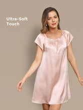 Pure Silk Cap Sleeve Square Neck Short Nightgown