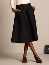 32Momme Silk-Wool Blend A Line Midi Skirt with Zipper Deign