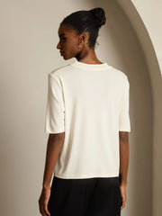 Women's Pure Silk Half Sleeve Round Neck T-Shirt