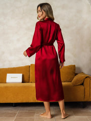 Pure Silk Long Sleeve Midi Women's Robe