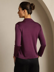 Women's Pure Silk Long Sleeve Mock Top