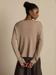 Pure Silk Women's V-Neck Long Sleeve Basic Cardigan