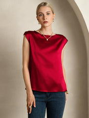 19Momme Women's Silk Cap Sleeve Round Neck Top