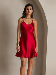 Pure Silk Spaghetti Strap Short Dress