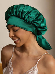 Pure Silk Casual Bonnet with Long Ribbons (Two-tone and Double-sided)