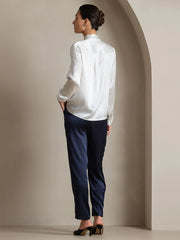19Momme Silk Long Sleeve Tie Neck Blouse