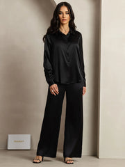 19Momme Silk Button-Up Shirt & Wide-Leg Pants Set