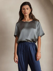 Women's Pure Silk Short Sleeve Round Neck T-Shirt