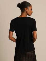 Silk Jersey Short Sleeve Round Neck Women's T-Shirt