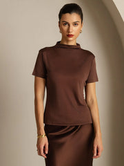 Pure Silk Short Sleeve Mock Women's T-Shirt