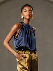 19Momme Silk Sleeveless Halter Neck Women's Top