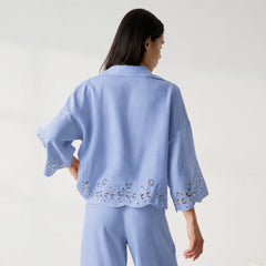 Linen Embroidered Eyelet Shirt