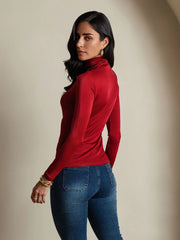 Silk Long Sleeve High Neck Women's Top