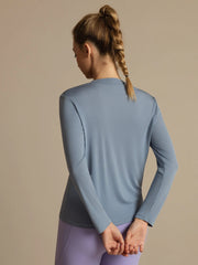 Pure Silk Long Sleeve Round Neck Women's Casual Sport T-shirt