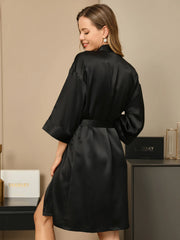 Pure Silk 3/4 Sleeve Women's Kimono Wrap Robe