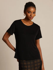 Silk Jersey Short Sleeve Round Neck Women's T-Shirt