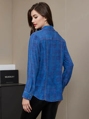 Pure Silk Daily Piping Trim Womens Shirt